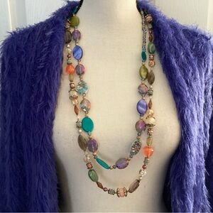 (2) gorgeous beaded, stone necklaces, multicolors.